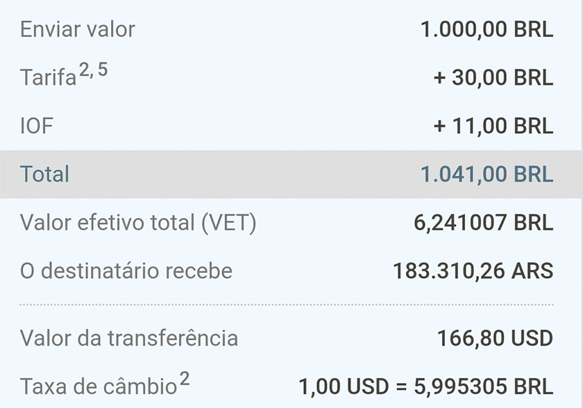 Resumo recibo Western Union